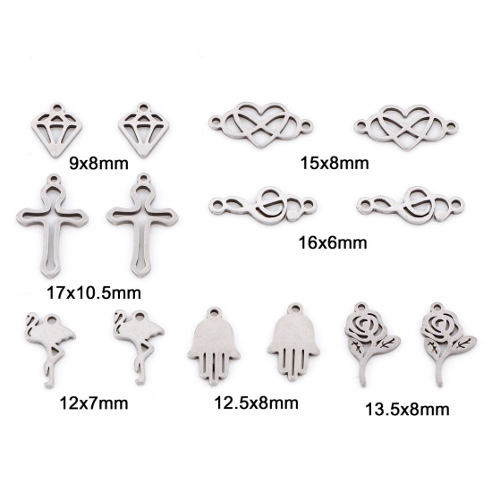 Imagen de 201 Acero Inoxidable Colgantes Charms Tono de Plata 10 Unidades