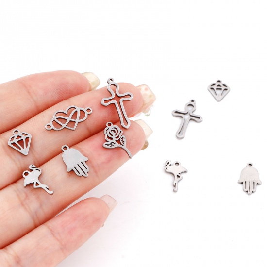 Imagen de 201 Acero Inoxidable Colgantes Charms Tono de Plata 10 Unidades
