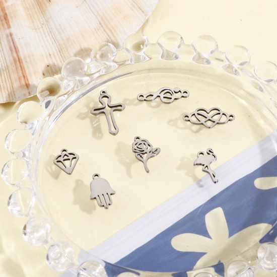 Imagen de 201 Acero Inoxidable Colgantes Charms Tono de Plata 10 Unidades