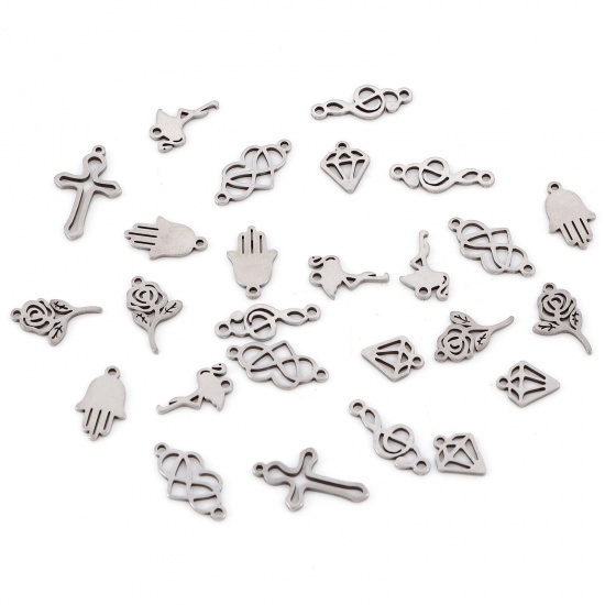 Imagen de 201 Acero Inoxidable Colgantes Charms Tono de Plata 10 Unidades