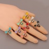 Bild von Umweltfreundlich Stilvoll Insekt 18K Echtgold plattiert Bunt Kupfer & Kubisch Zirkonia Offen Biene Emaille Ring Für Frauen Party 1 Stück