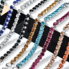 Picture of 304 Stainless Steel Splicing Paperclip Chain Bracelets Silver Tone Multicolor Rhinestone 17cm(6 6/8") long