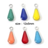 Picture of 304 Stainless Steel Charms Silver Tone Multicolor Drop Double-sided Enamelled Sequins 12mm x 5mm