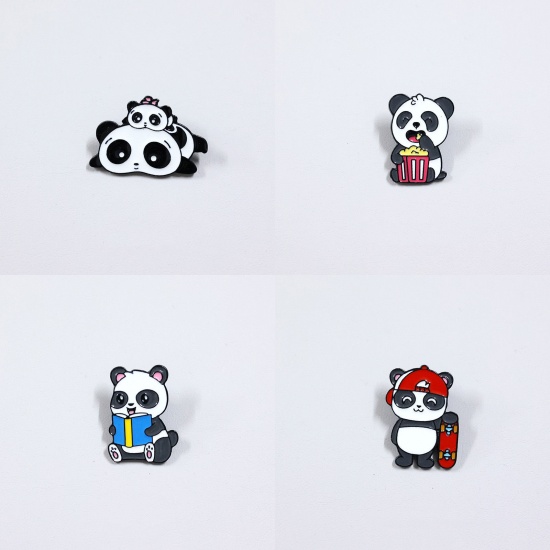Picture of Cute Pin Brooches Panda Animal Multicolor Enamel