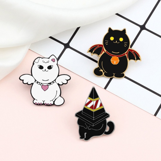 Picture of Cute Pin Brooches Cat Animal Multicolor Enamel