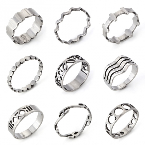 Bild von 304 Edelstahl Uneinstellbar Ring Silberfarbe Rollen polieren 5 Stück