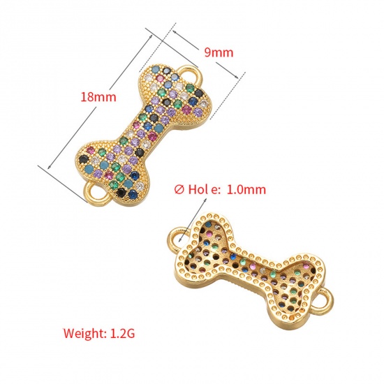 Picture of Brass Connectors Charms Pendants Gold Plated Micro Pave Multicolor Rhinestone                                                                                                                                                                                 