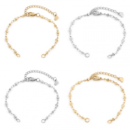 304 Edelstahl Schmuckkette Kette Halbfertiges Fußkettchen für die Herstellung von handgefertigtem Schmuck Rund Herz Bunt 16.5cm lang, 2 Strange