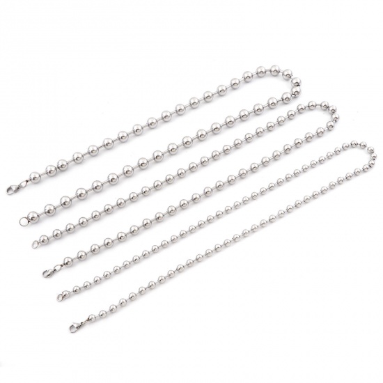 Picture of Eco-friendly 304 Stainless Steel Ball Chain Necklace Silver Tone Round 60cm(23 5/8") long