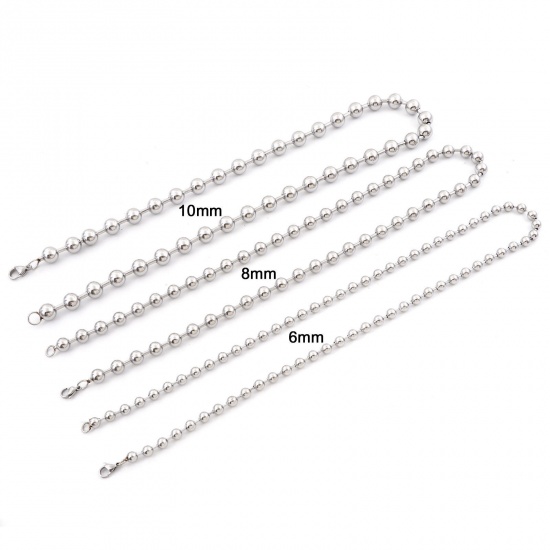 Picture of Eco-friendly 304 Stainless Steel Ball Chain Necklace Silver Tone Round 60cm(23 5/8") long