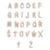 Picture of Brass Charms 18K Real Gold Plated Capital Alphabet/ Letter Message " A-Z " Micro Pave Clear Cubic Zirconia