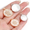 Image de 1 Pièce Pendentif Breloque Galaxie en Coquille Naturelle & Laiton Rond Plaqué Or Véritable Blanc Soleil Micro Pave à Zircone Cubique Clair