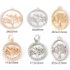 Imagen de Concha + Latón Colgantes Charms Ronda Oro Real Chapado Árbol Micro Pave Claro Circón Artificial 1 Unidad