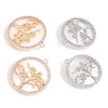 Imagen de Concha + Latón Colgantes Charms Ronda Oro Real Chapado Árbol Micro Pave Claro Circón Artificial 1 Unidad