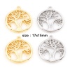Immagine di Ottone Charms Tondo Vero Oro Placcato Albero Micro Spianare Trasparente Cubic Zirconiae 17mm x 15mm, 3 Pz