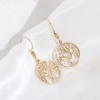 Immagine di Ottone Charms Tondo Vero Oro Placcato Albero Micro Spianare Trasparente Cubic Zirconiae 17mm x 15mm, 3 Pz