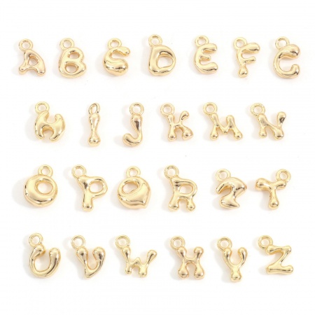 Brass Charms 18K Real Gold Plated Capital Alphabet/ Letter Message " A-Z "