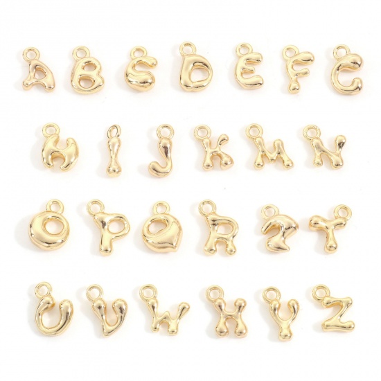 Picture of Brass Charms 18K Real Gold Plated Capital Alphabet/ Letter Message " A-Z "