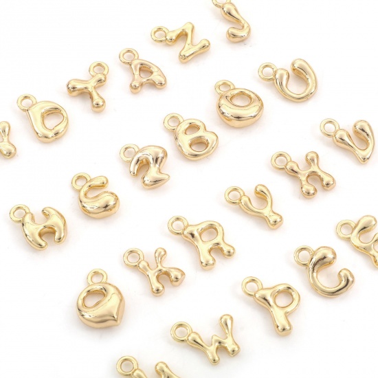 Picture of Brass Charms 18K Real Gold Plated Capital Alphabet/ Letter Message " A-Z "