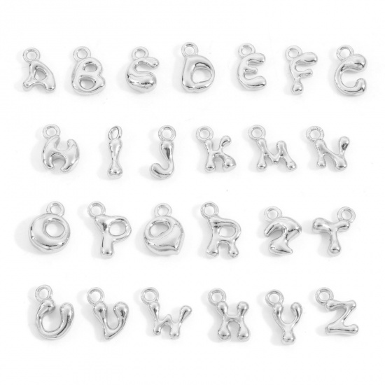 Immagine di Ottone Charms Lettera Vero Platino Placcato Lettere " A-Z " 3 Pz