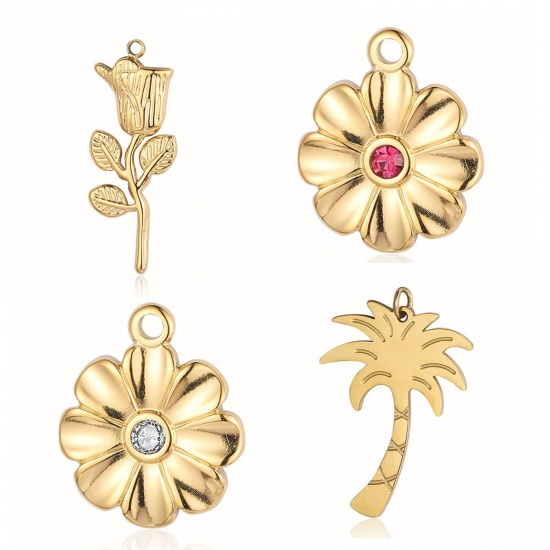 Изображение 304 Stainless Steel Ocean Jewelry Charms Multicolor Flower Tree 1 Piece