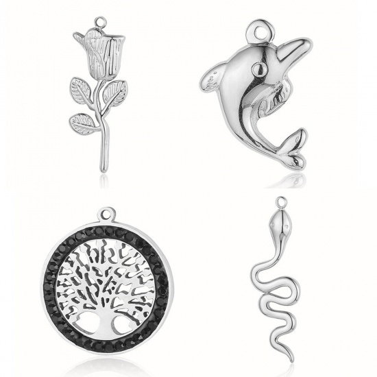 Изображение 304 Stainless Steel Ocean Jewelry Charms Multicolor Flower Tree 1 Piece