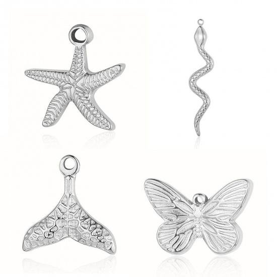 Picture of 304 Stainless Steel Charms Multicolor Fishtail Star Fish 1 Piece