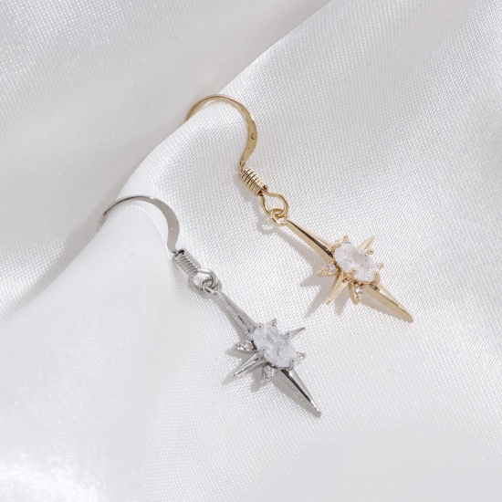Imagen de Latón Galaxia Colgantes Charms Estrella Oro Real Chapado Claro Circón Artificial 21mm x 12mm, 2 Unidades