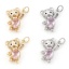 Immagine di Ottone Charms Orso Vero Oro Placcato Rosa Pallido Cubic Zirconiae 22mm x 13mm, 2 Pz