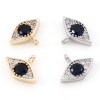 Bild von Messing Micro Pave Charms Echtgold plattiert Auge Klar & Schwarz Zirkonia 12mm x 9mm, 2 Stück