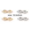 Bild von Messing Micro Pave Steckverbinder Charms Anhänger Unendlichkeit Symbol Echtgold plattiert Klar Zirkonia 15,5mm x 5mm, 2 Stück
