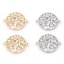 Immagine di Ottone Micro Intarsio Pendenti Charms Connettori Accessori Tondo Albero di Vita Disegno Vero Oro Placcato Filigrana Trasparente Cubic Zirconiae 22mm x 18mm, 2 Pz