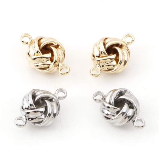 Immagine di Ottone Pendenti Charms Connettori Accessori Nodo Oro riempito 3D 13mm x 8mm, 2 Pz                                                                                                                                                                             