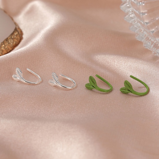 Immagine di Rame Elegante Orecchini a Clip Senza Piercing Multicolore Foglia 1 Paio