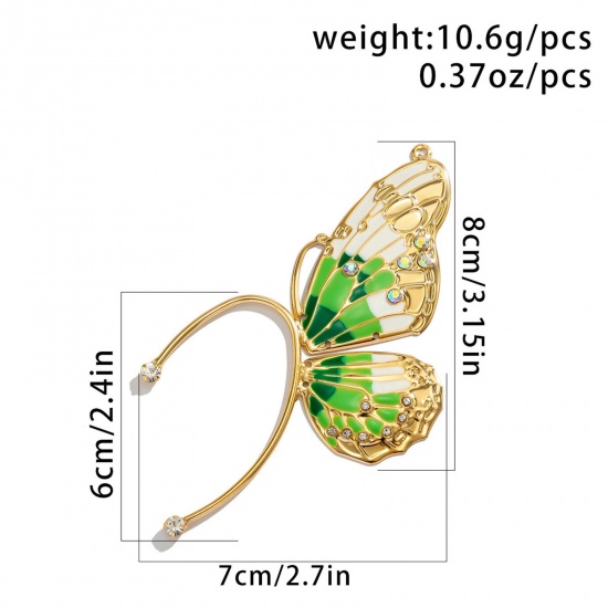 Bild von Insekt Voll-Ohr Ohrring Clip für Linkes Ohr Vergoldet Bunt Schmetterling Flügel Transparent Strass 1 Stück