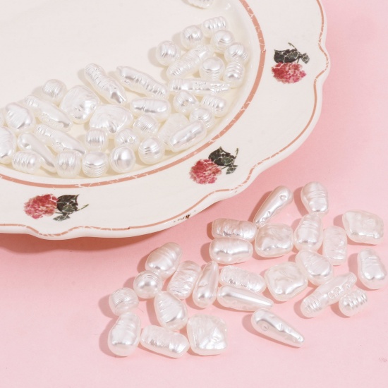 Immagine di Acrilato Barocco Perline per la Creazione di Gioielli con Ciondoli Fai-da-te Bianco Irregolare Imitata Perla 100 Pz