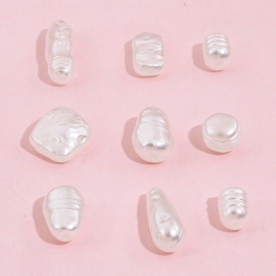 Picture of Acrylic Baroque Beads For DIY Jewelry Making White Irregular Imitation Pearl