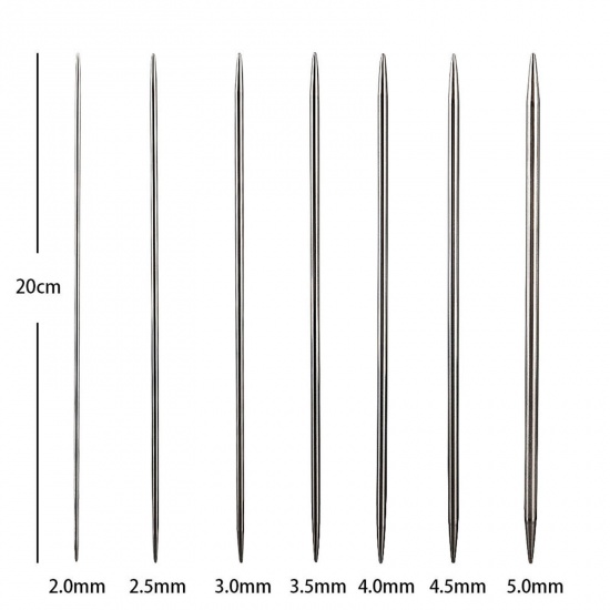 Picture of 2.0-5.0mm Stainless Steel Double Pointed Knitting Needles Silver Tone