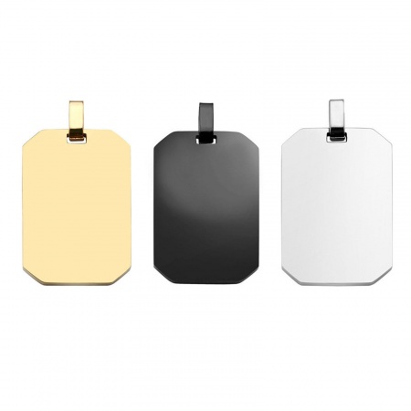 201ステンレス鋼 ブランクスタンプタグ ペンダント 長方形 鏡面研磨 20mm x 33mm、1 個