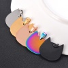 1 個 201ステンレス鋼 ブランクスタンプタグ チャーム ペンダント 猫 鏡面研磨 29mm x 28mm、 の画像