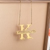 Picture of 304 Stainless Steel Customized Name Necklace Personalized Letter Charm Pendant Gold Plated 45cm(17.7") long
