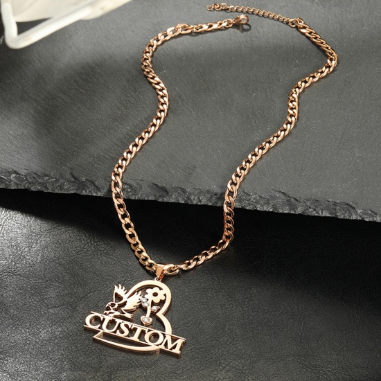 Picture of 304 Stainless Steel Customized Name Necklace Personalized Letter Pendant Gold Plated 40cm(15 6/8") long