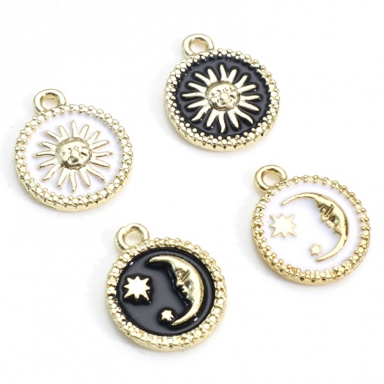 Picture of Zinc Based Alloy Galaxy Charms Gold Plated Multicolor Sun Moon Enamel