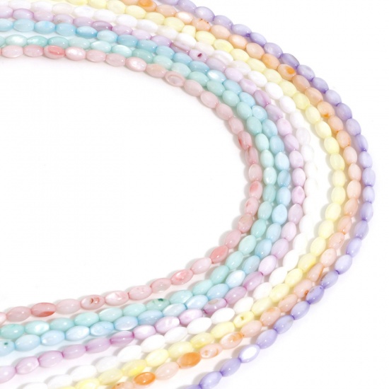 Image de 1 Enfilade Perles pour DIY Fabrication de Bijoux de Pendentife en Coquille Grain de Riz Multicolore Coloré 7mm x 4mm