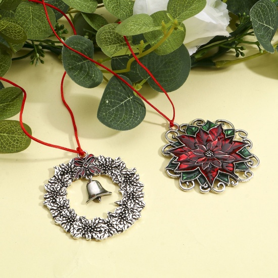Picture of Zinc Based Alloy Christmas Pendant Home Party Hanging Decoration Antique Silver Color