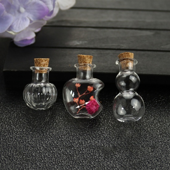 Bild von 2 Stück Glaskugel Flasche Für Ohrring Ring Halskette Transparent