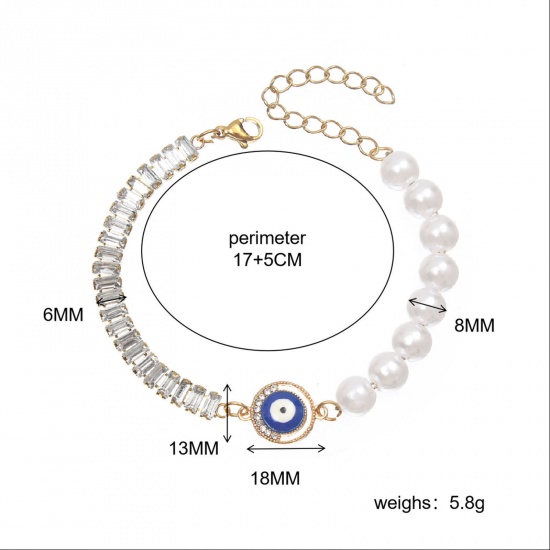 Picture of 304 Stainless Steel Bracelets Eye 17cm(6 6/8") long