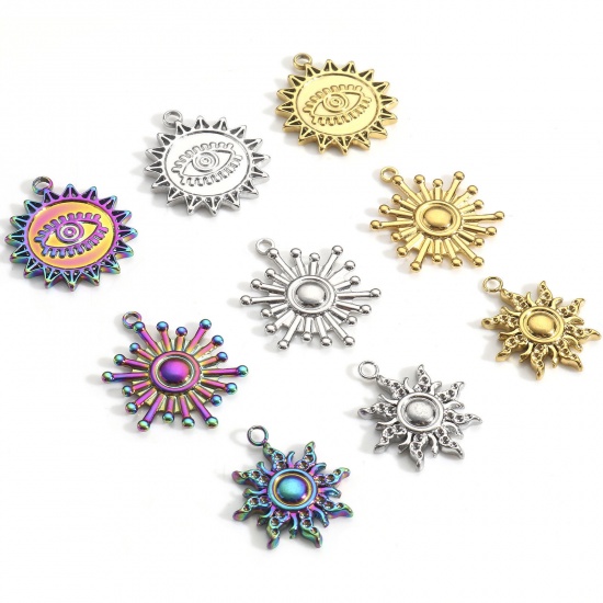 Picture of 304 Stainless Steel Galaxy Charms Multicolor Sun