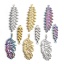 Immagine di 304 Acciaio Inossidabile Charms Foglia Multicolore Piuma 3 Pz