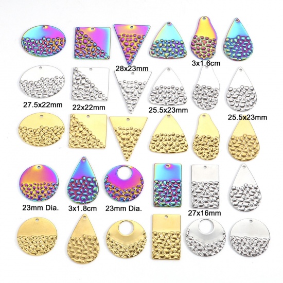 Imagen de 304 Acero Inoxidable Serie de Geometría Colgantes Charms Geométrico Multicolor Textura 5 Unidades